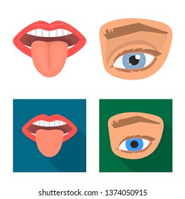 Vector design of body and part symbol. Set of body and anatomy vector icon for stock.