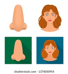 Vector design of body and part symbol. Set of body and anatomy vector icon for stock.