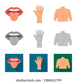 Vector design of body and part symbol. Set of body and anatomy stock vector illustration.
