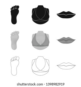Vector design of body and part symbol. Collection of body and anatomy stock vector illustration.