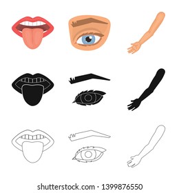 Vector design of body and part symbol. Collection of body and anatomy vector icon for stock.