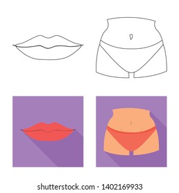 Vector design of body and part symbol. Collection of body and anatomy vector icon for stock.