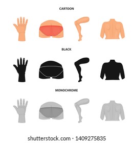 Vector design of body and part symbol. Set of body and anatomy vector icon for stock.