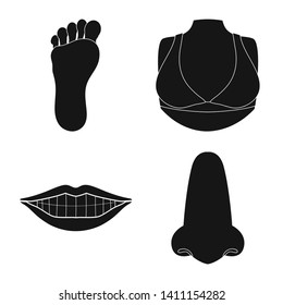 Vector design of body and part symbol. Set of body and anatomy stock vector illustration.