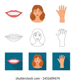 Vector design of body and part symbol. Collection of body and anatomy stock vector illustration.