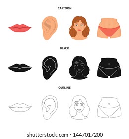 Vector design of body and part symbol. Set of body and anatomy stock vector illustration.