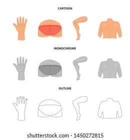 Vector design of body and part symbol. Set of body and anatomy vector icon for stock.