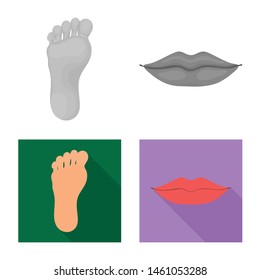 Vector design of body and part symbol. Collection of body and anatomy stock vector illustration.