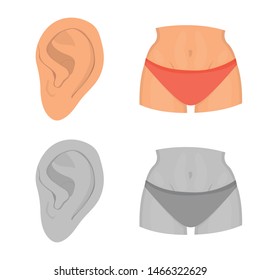 Vector design of body and part symbol. Set of body and anatomy stock symbol for web.