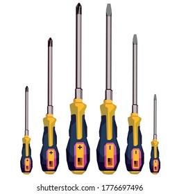 Vector design, bolt fastening tool. from the biggest to the bigger. and there are two types of bolt fasteners.