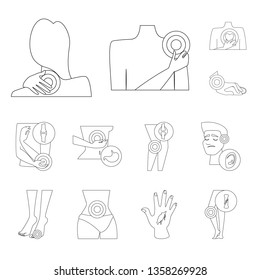 Vector design of bone and inflammation  icon. Set of bone and wound stock symbol for web.