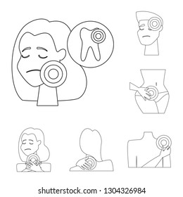 Vector design of bone and inflammation  symbol. Set of bone and wound stock symbol for web.