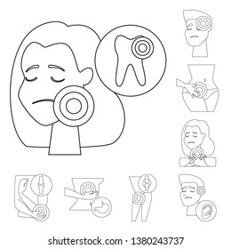 Vector design of bone and inflammation  symbol. Set of bone and wound stock symbol for web.