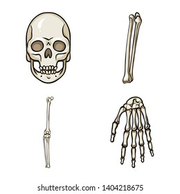 Vector design of bone and skeleton logo. Set of bone and human vector icon for stock.
