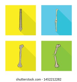 Vector design of bone and skeleton sign. Collection of bone and human vector icon for stock.