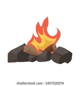 Vector design of bonfire and wood icon. Set of bonfire and firewood stock symbol for web.