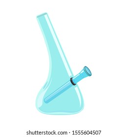 Vector design of bong and marijuana sign. Graphic of bong and smoke stock symbol for web.