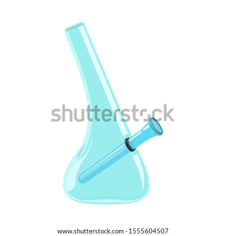 Vector design of bong and marijuana sign. Graphic of bong and smoke stock symbol for web.