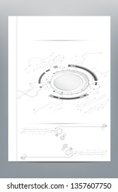 Vector Design book with circuit board and communication concept on white background for technology background