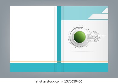 Vector Design book with circuit board and communication concept on white background for technology background