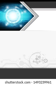 Vector Design book with circuit board and communication concept on white background for technology background