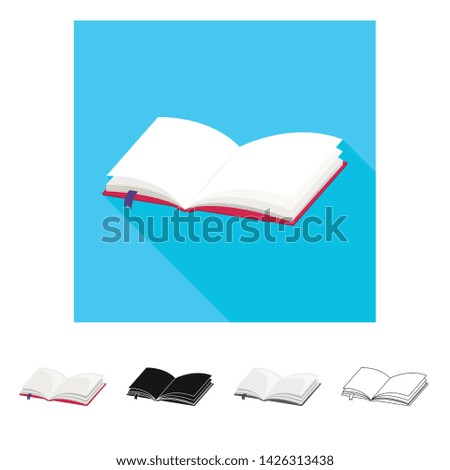 Vector design of book and open icon. Set of book and bookmark stock vector illustration.