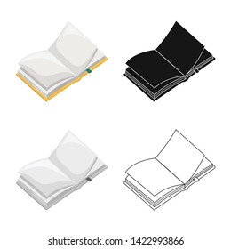 Vector design of book  and open sign. Set of book  and content  stock symbol for web.