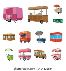 Vector design of booth and kiosk icon. Set of booth and small stock symbol for web.