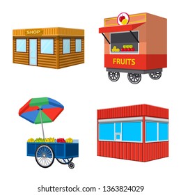 Vector design of booth and kiosk logo. Collection of booth and small stock symbol for web.