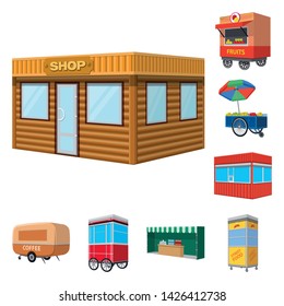 Vector design of booth and kiosk logo. Collection of booth and small stock vector illustration.