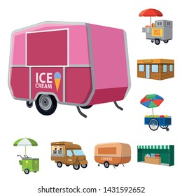 Vector design of booth and kiosk logo. Collection of booth and small vector icon for stock.