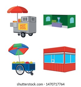 Vector design of booth and kiosk symbol. Set of booth and small stock vector illustration.