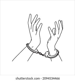 diseño vectorial de ambas manos atadas con esposas