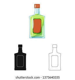 Vector design of bottle and alcohol logo. Collection of bottle and vodka  vector icon for stock.
