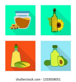 Vector design of bottle and glass  icon. Set of bottle and agriculture vector icon for stock.