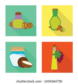 Vector design of bottle and glass icon. Set of bottle and agriculture stock symbol for web.