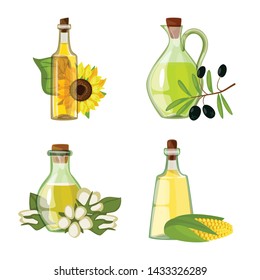 Vector design of bottle and glass logo. Set of bottle and agriculture stock symbol for web.