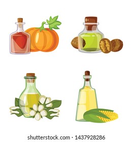 Vector design of bottle and glass logo. Set of bottle and agriculture vector icon for stock.