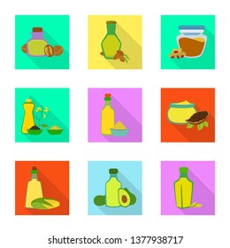 Vector design of bottle and glass  sign. Set of bottle and agriculture vector icon for stock.