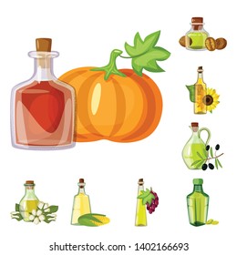 Vector design of bottle and glass  sign. Collection of bottle and agriculture stock vector illustration.