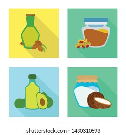 Vector design of bottle and glass sign. Collection of bottle and agriculture stock vector illustration.