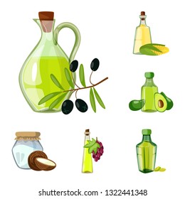 Vector design of bottle and glass  symbol. Set of bottle and agriculture stock vector illustration.