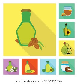 Vector design of bottle and glass  symbol. Set of bottle and agriculture stock symbol for web.