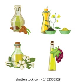 Vector design of bottle and glass symbol. Collection of bottle and agriculture stock symbol for web.