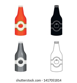 Vector design of bottle and ketchup icon. Collection of bottle and spice stock vector illustration.