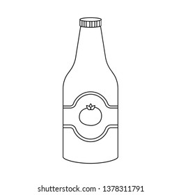 Vector design of bottle and ketchup symbol. Set of bottle and spice stock symbol for web.