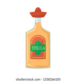 Vector design of bottle and tequila symbol. Graphic of bottle and glass Stock vector illustration.