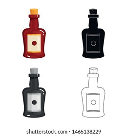 Vector design of bottle and wine logo. Set of bottle and fortified stock symbol for web.