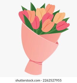 vector design bouquet of flowers. vector illustration of a bouquet of tulips. cute bouquet of flowers. vector drawing of spring flowers