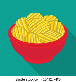 Vector Design Of Bowl And Chip Symbol. Graphic Of Bowl And Potato Vector Icon For Stock.